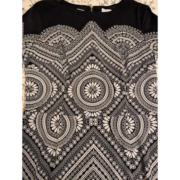 Maggie London Long Sleeve Black And White Round Neck Sheath Dress Size 8 - Picture 6 of 14